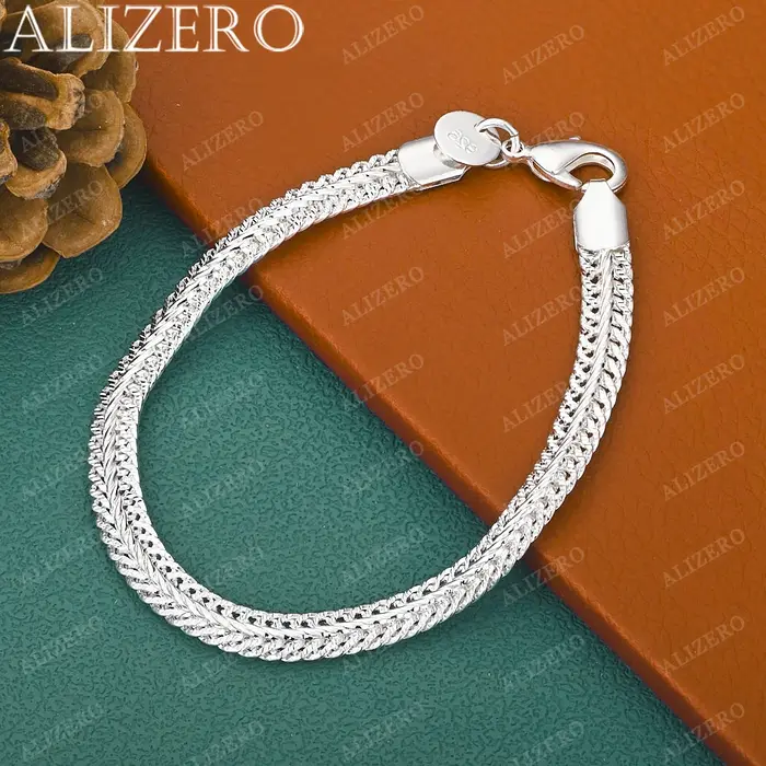 Bracelet en argent sterling 925, chaîne serpent 6 mm, pour femmes et hommes, bijoux fins et tendance
