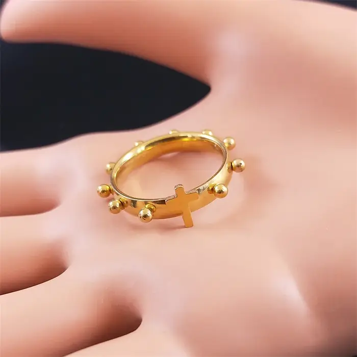 Bague croix chrétienne Christ jésus en acier inoxydable