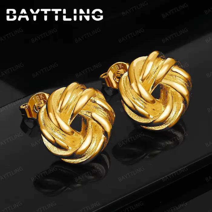 Boucles d'oreilles tressées délicates en argent Sterling 925, or 18 carats, pour femmes, cadeau, bij