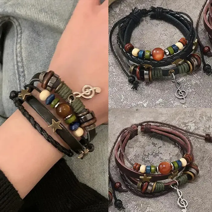 Bracelet en cuir marron pour femmes