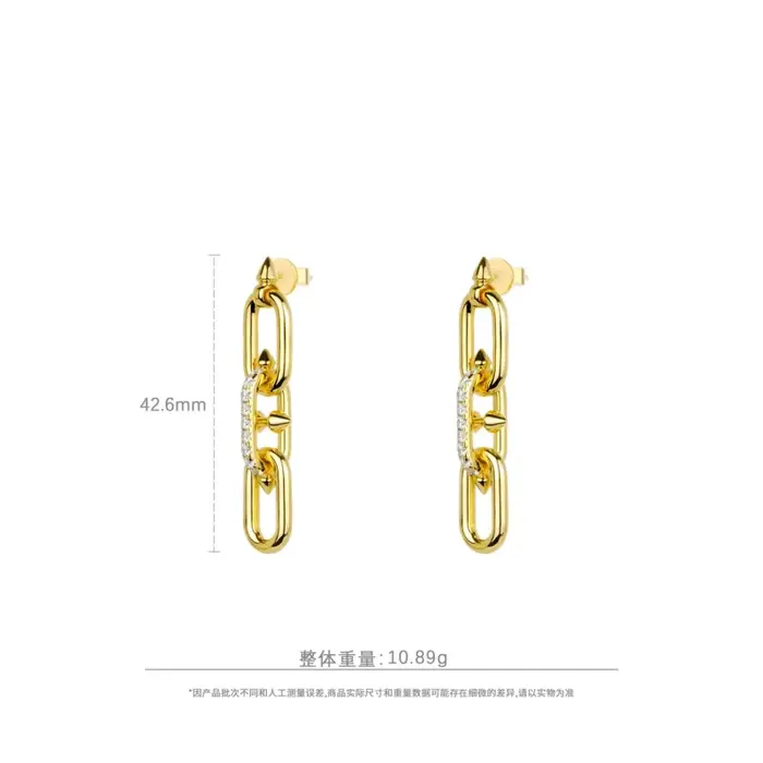 BELLUX 925 argent synthétique Zircon or anneau boucle dynamique mode ongles femmes boucles d'oreilles Banquet bijoux fins