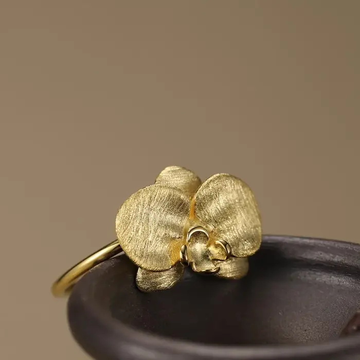 Lotus Fun – bagues élégantes en orchidée Phalaenopsis, bijoux fins en argent Sterling 925 véritable