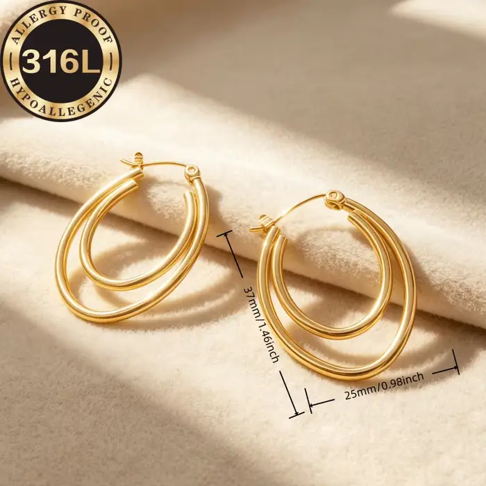 Boucles d'oreilles hypoallergéniques en acier inoxydable, anti-décoloration, confortables et polyvalentes, boucles d'oreilles de haute qualité pour femmes.