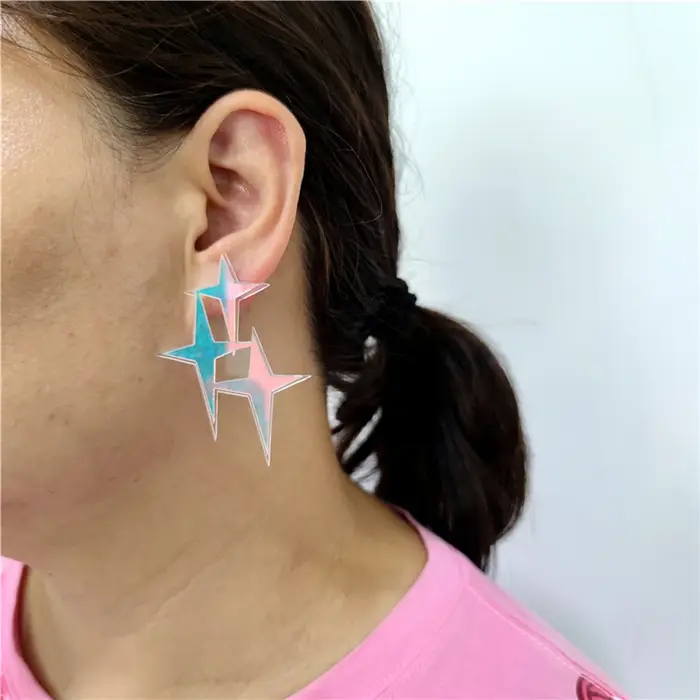 Boucles d'oreilles en acrylique arc-en-ciel en forme d'étoile pour femmes occasions spéciales fantaisie bijoux tendance