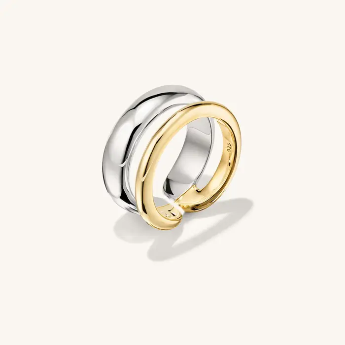 Bague en argent sterling 925 sertie de zirconium blanc double placage en platine et or 18k pour femmes rock punk style engagement anniversaire mariage