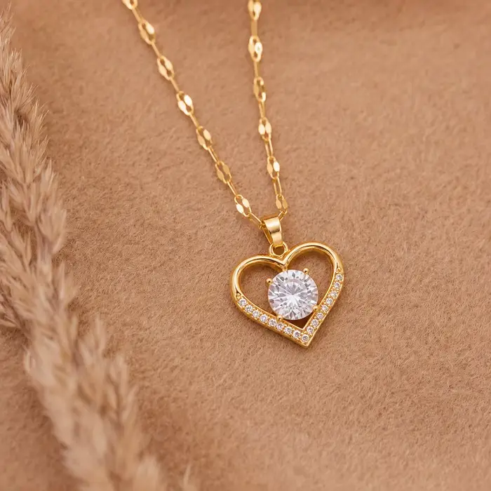 Collection de colliers pour femmes, collier original, collier cœur en or pour femmes, collier penden