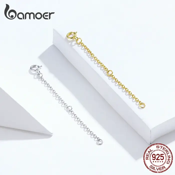 BAMOER Extensores de collier en argent sterling 925 plaqué or