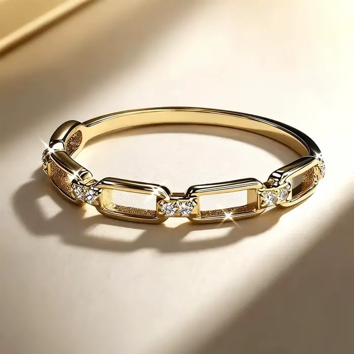 Huitan – bague à chaîne avec zircons cubiques brillants pour femmes, bijoux à porter au quotidien, accessoires de mode délicats pour dames