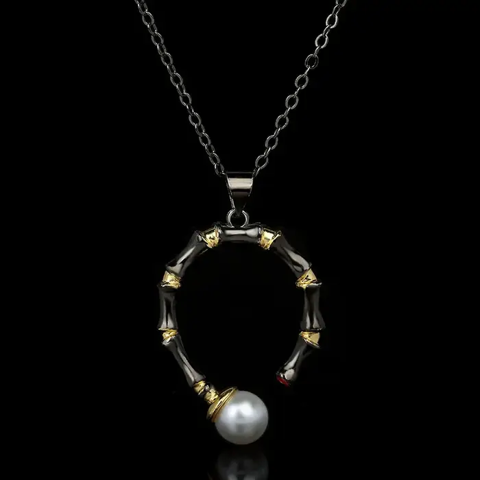 Collier en argent 925 pour femmes, pendentif Unique en or noir, chaîne de clavicule en perles, chaîn