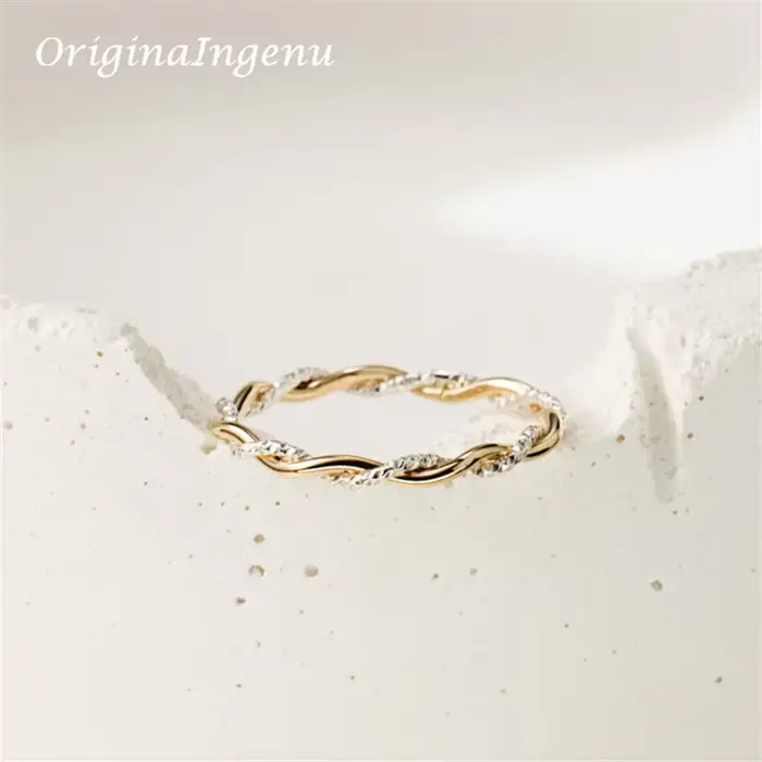 Bague en argent regardé 925 pour femme, bague ondulée minimalisme faite à la main, bijoux délicats, 