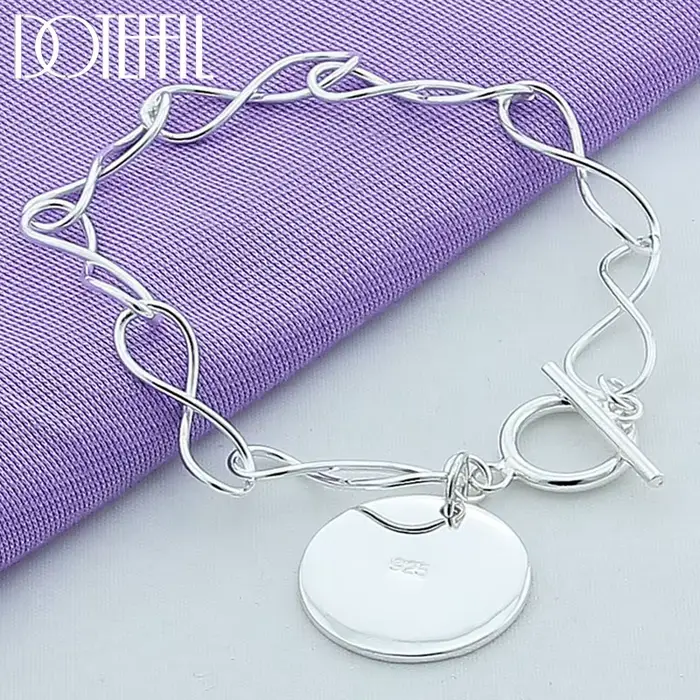 DOTEFFIL – Bracelet de marque rond en argent Sterling 925, chaîne avec pendentif, breloque pour fête
