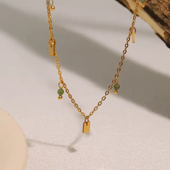 WILD & FREE Exquis femmes en acier inoxydable collier verre cristal charme élégant bijoux 18k plaqué or imperméable
