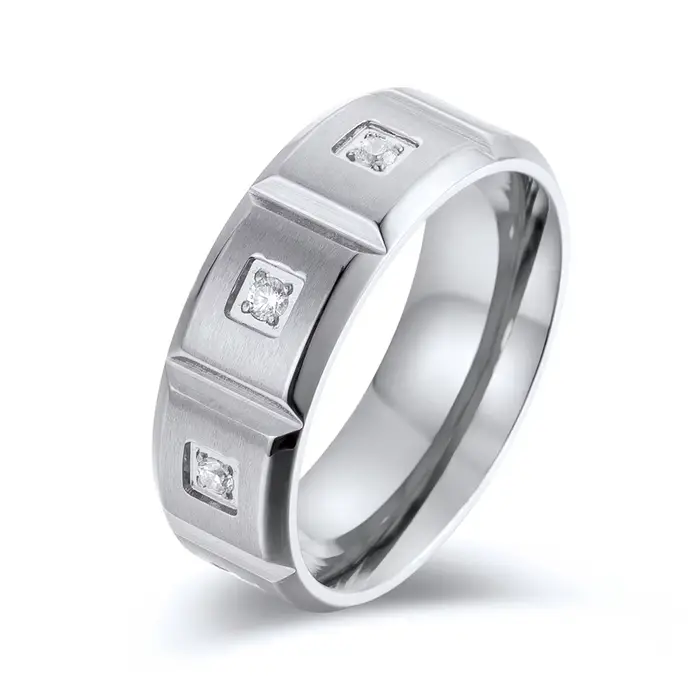Bagues en Zircon brossé mat de 8MM, en acier titane pour hommes et femmes, bague de mode personnalis