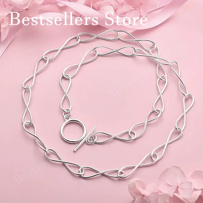 Collier en argent sterling 925 avec un simple symbole d'infini torsadé, bijoux pour femmes, cadeau d