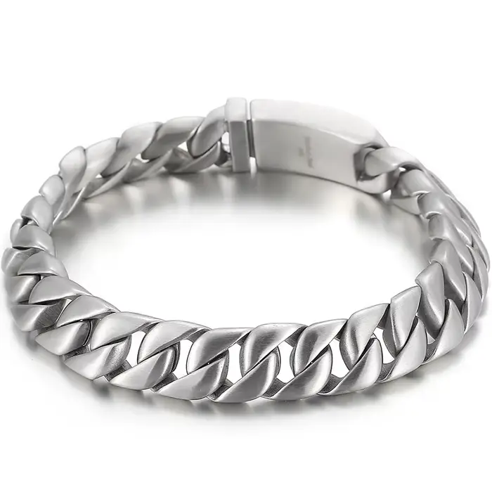 Bracelet homme brossé pour hommes 12MM mat solide acier inoxydable hommes sur les bandes de main Bra