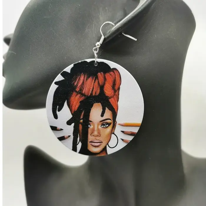 Boucles d'oreilles femme noire en bois