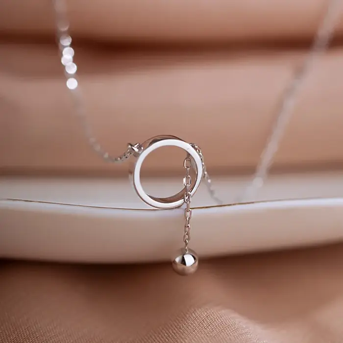 CIAXY – collier de perles géométriques de couleur argent pour femmes, pendentif circulaire, chaîne d