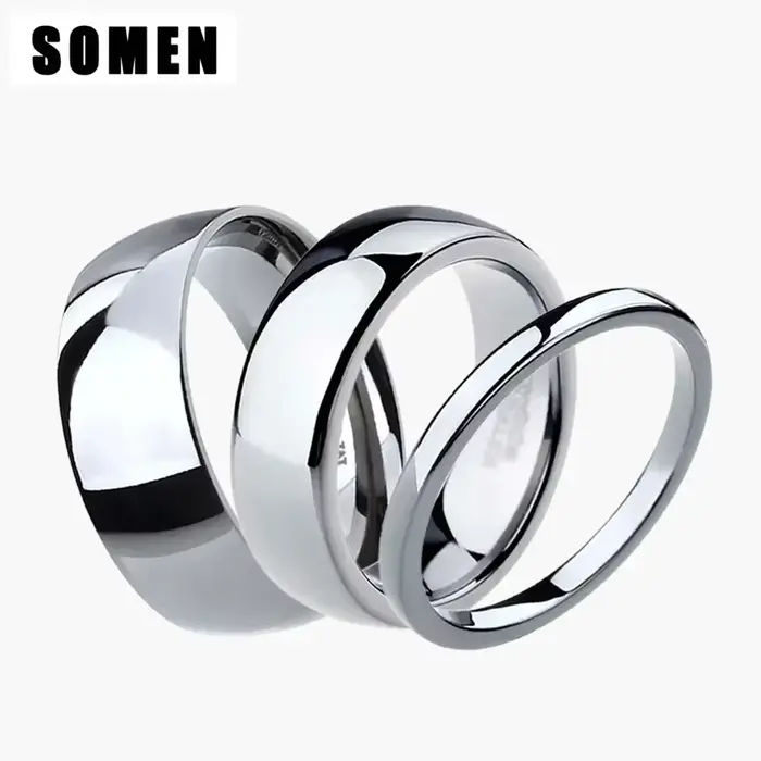 Bagues en tungstène couleur argent pur pour couples romantiques alliances de mariage design classique pour homme et femme occasions spéciales entretien facile