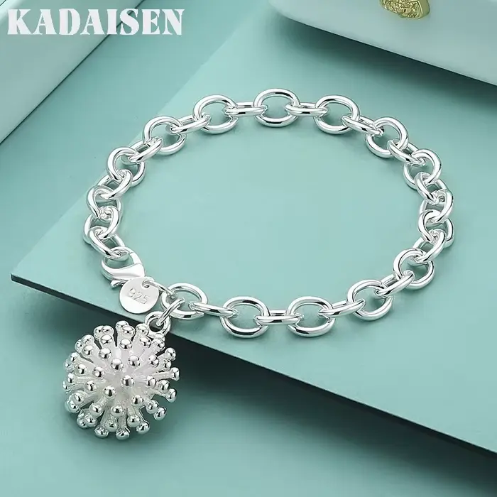 Bracelet en argent sterling 925 avec pendentif corail pour femme, bijou de charme pour mariage et fê