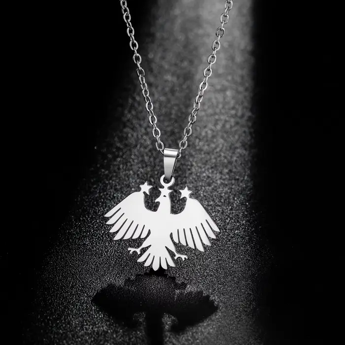 Collier étoile d'aigle de Saladin pour femmes et hommes, en acier inoxydable, avec emblème du blason