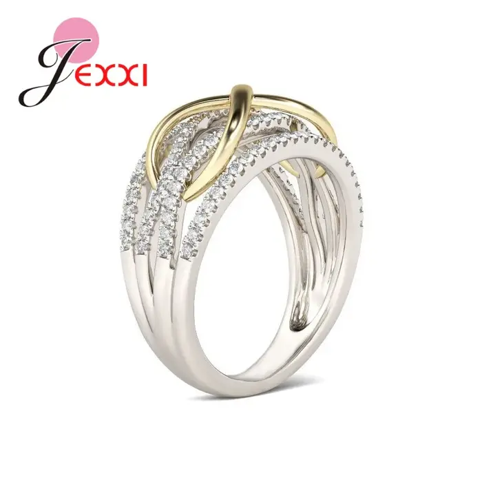 Bague d'amour infini en argent sterling 925 avec zircon cubique brillant