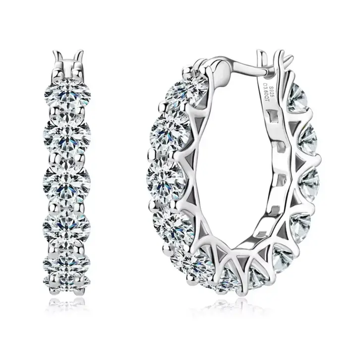 M-JAJA Moissanite boucles d'oreilles pour femmes 18K plaqué or blanc 925 en argent Sterling diamant 