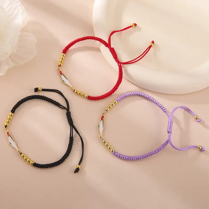 Bracelet en corde tressée drapeau palestinien avec perles en pierre naturelle pour femmes et hommes occasions spéciales