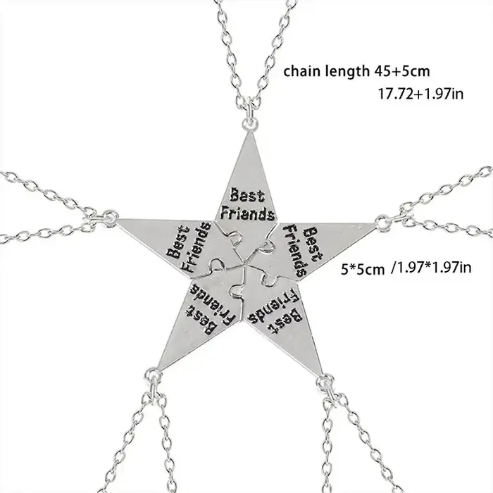 Collier d'amitié personnalisé, géométrique, simple, avec pendentif pour cinq personnes, accessoires 