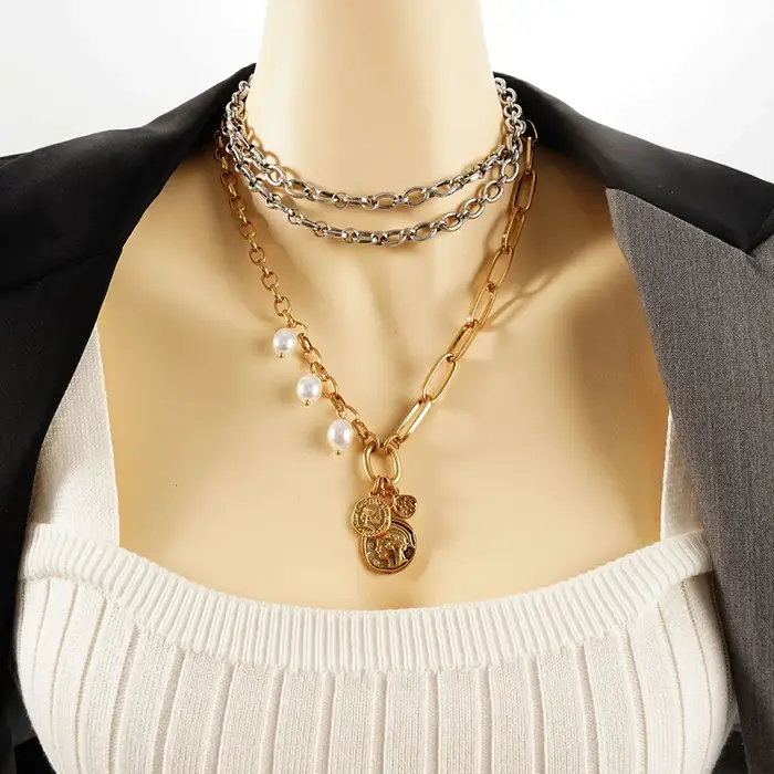 Collier médaille en acier inoxydable pour femme