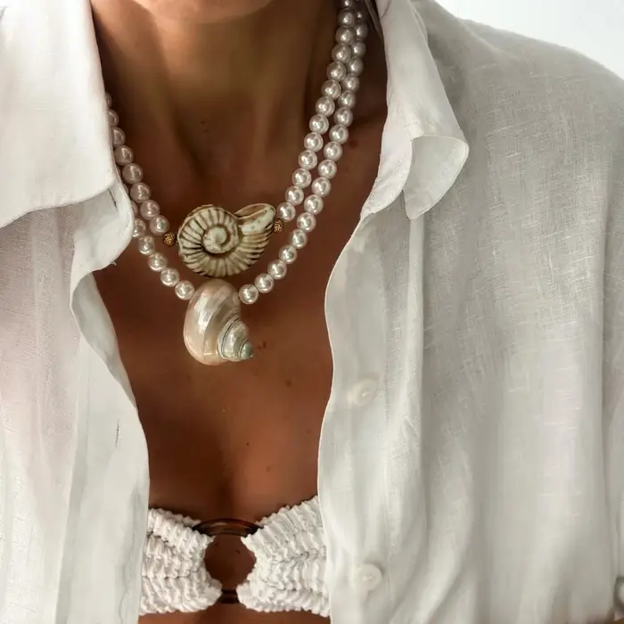 Collier pendentif en coquillage Simple et naturel pour femmes