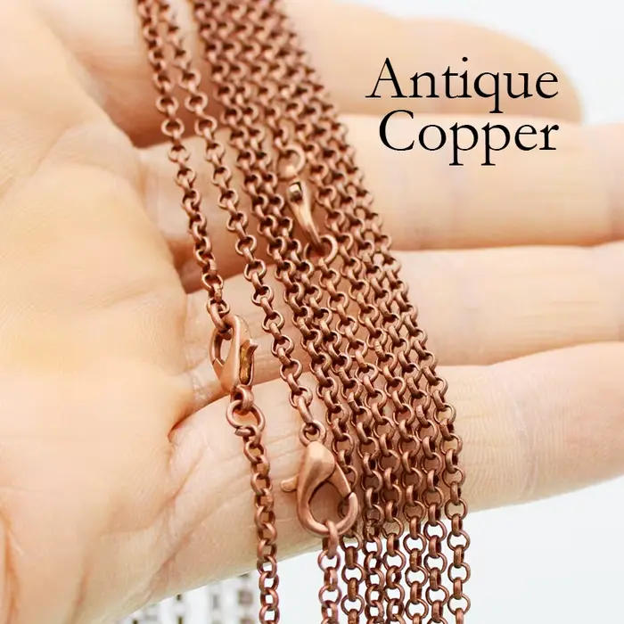 20 Pièces Rolo Chaîne Collier pour Femmes En Gros Or Couleur Bronze Cuivre Noir Argent Plaqué