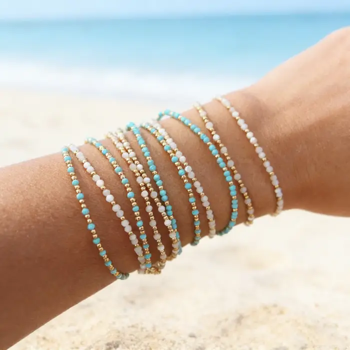 CCGOOD Boho plage Bracelets pour femme été pierre naturelle perle bijoux empilable cadeau Surf Pulse