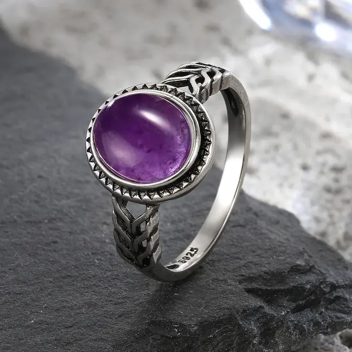 Bague large vintage en argent S925 pour femme