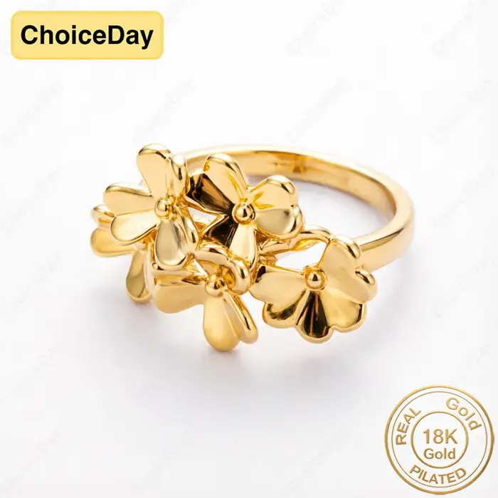 Bague Fleur Exquise Plaqué Or 18K