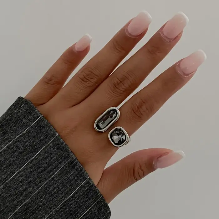 Bague ouverte minimaliste en strass acrylique pour femmes, mode coréenne, géométrie réglable, bijoux