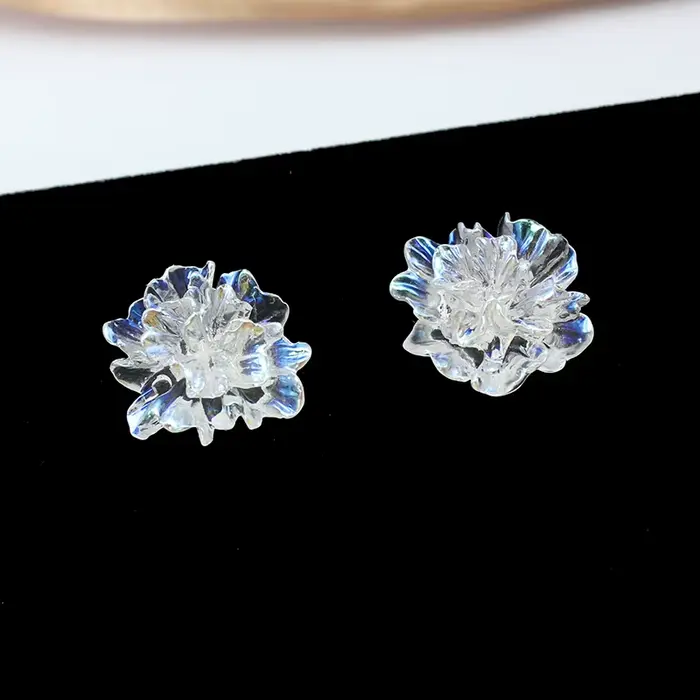 Résine AB couleur 3D sculpture fleur grande boucle d'oreille pour les femmes personnalité tempéramen