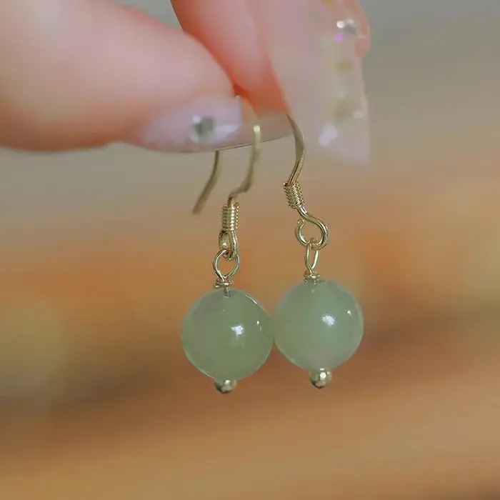 VENTFILLE Hetian Jade oreille crochet boucle d'oreille femmes haut de gamme tempérament Style ethniq