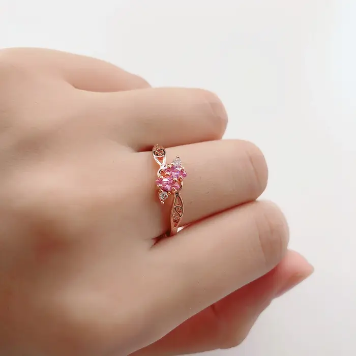 Bagues délicates en cristal Rose or pour femmes