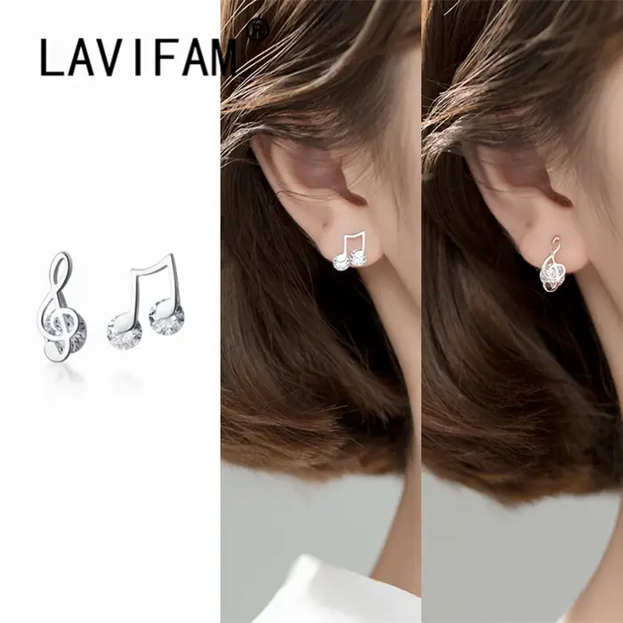 LAVIFAM – boucles d'oreilles Note de musique en argent Sterling 925