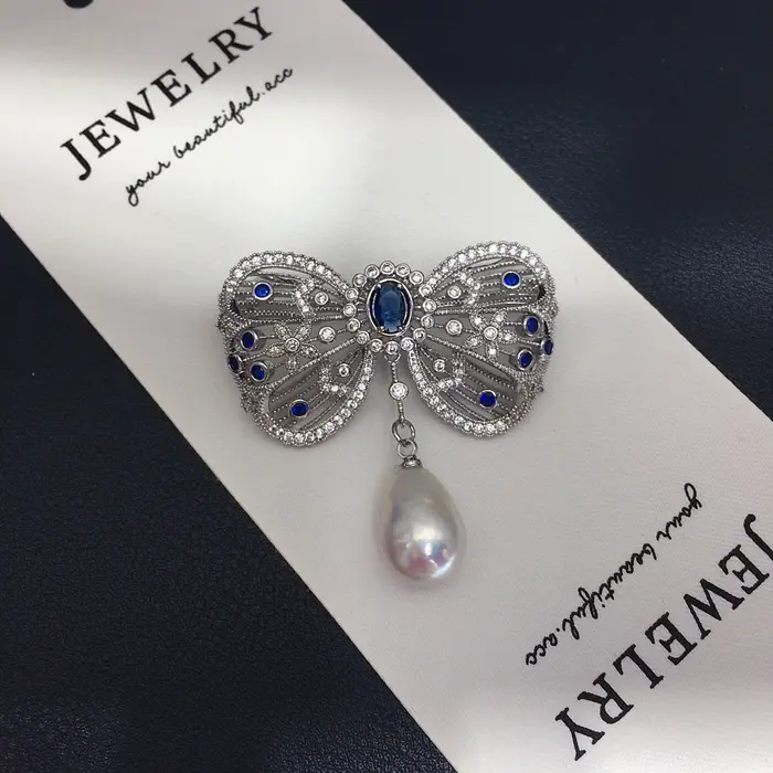 ZHBORUINI – broche à nœud en perles baroques naturelles d'eau douce incrustées de Zircon