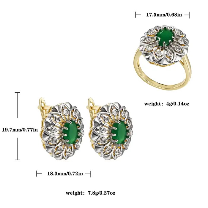 Boucles d'oreilles fantaisie creuses incrustées design bicolore bagues bijoux mode plaqué cuivre or 14 carats fête quotidienne festive ensemble de luxe cadeau