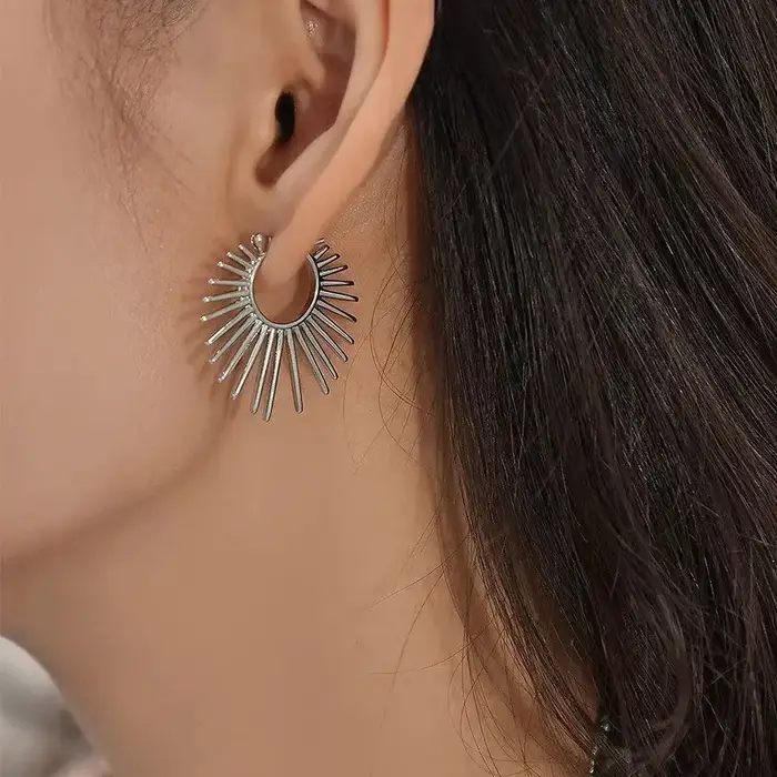 Boucles d'oreilles créoles Sexy en forme de soleil pour femmes