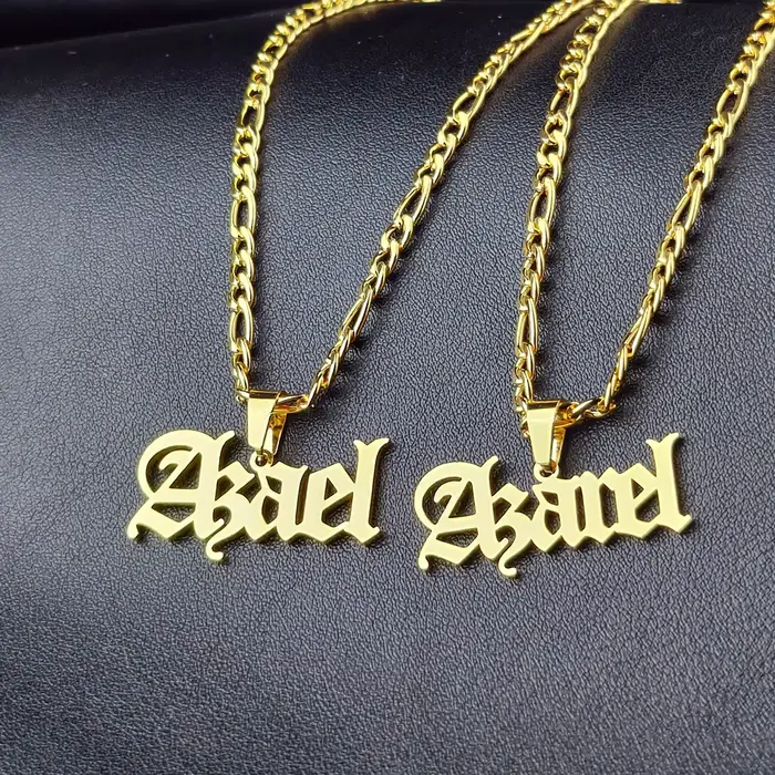 Collier personnalisé pour femmes, pendentif de nom de lettre personnalisé or argent chaîne Figaro en