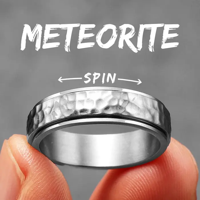 Forge météorite Fidget Spinner hommes anneaux en acier inoxydable femmes bijoux rétro Punk nouveau d