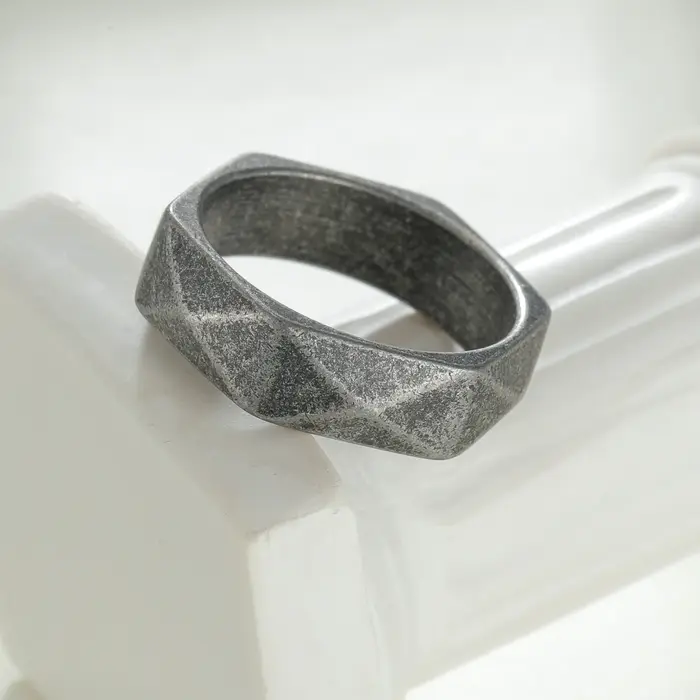Bague géométrique en acier inoxydable pour hommes et femmes