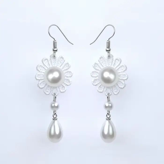 Collier de perles blanches, ras du cou en dentelle de mariée à la mode, collier de mariée, boucles d