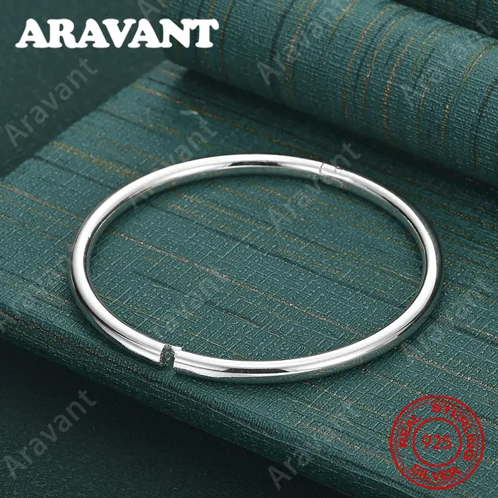 Bracelet rond lisse en argent Sterling 925