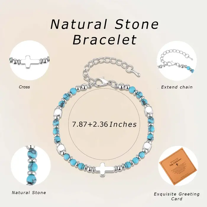 Bracelet religieux chrétien avec croix perlée pour femmes