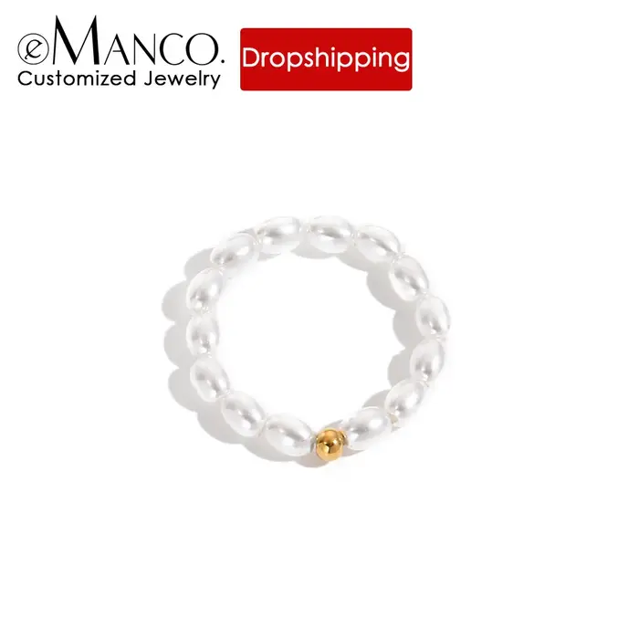 EManco – bague délicate et minimaliste en Imitation de perles