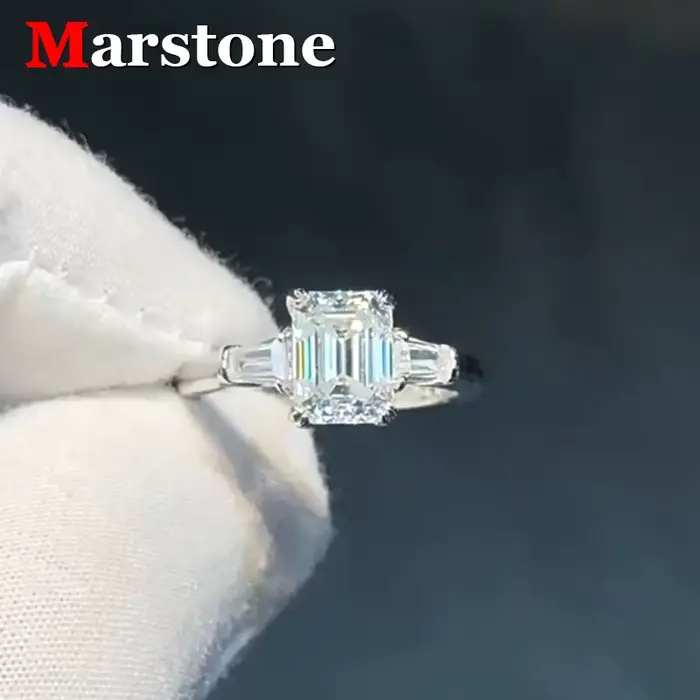 Bague pour femme en argent S925 plaqué or blanc 18 carats avec émeraude 2 carats et moissanite couleur D, bijoux fins pour femme
